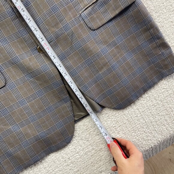 Coppley Biella Brown / Blue Plaid Sport Coat Jacket Super 130's Wool Sz 42R - Picture 7 of 16